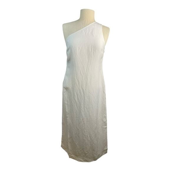 Madewell One-Shoulder Linen Blend Midi Dress in Lighthouse White Size 4 NWT - Picture 4 of 12